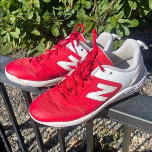 New Balance Red and White Athletic Sneakers with Breathable Mesh